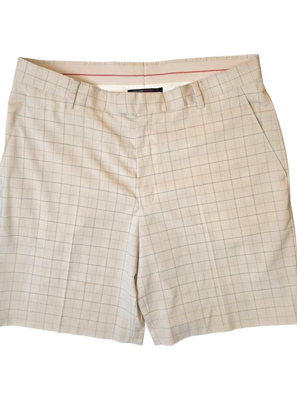 Tiger Woods Collection Mens Shorts 38 Beige Plaid Golf Sporty Outdoor Preppy